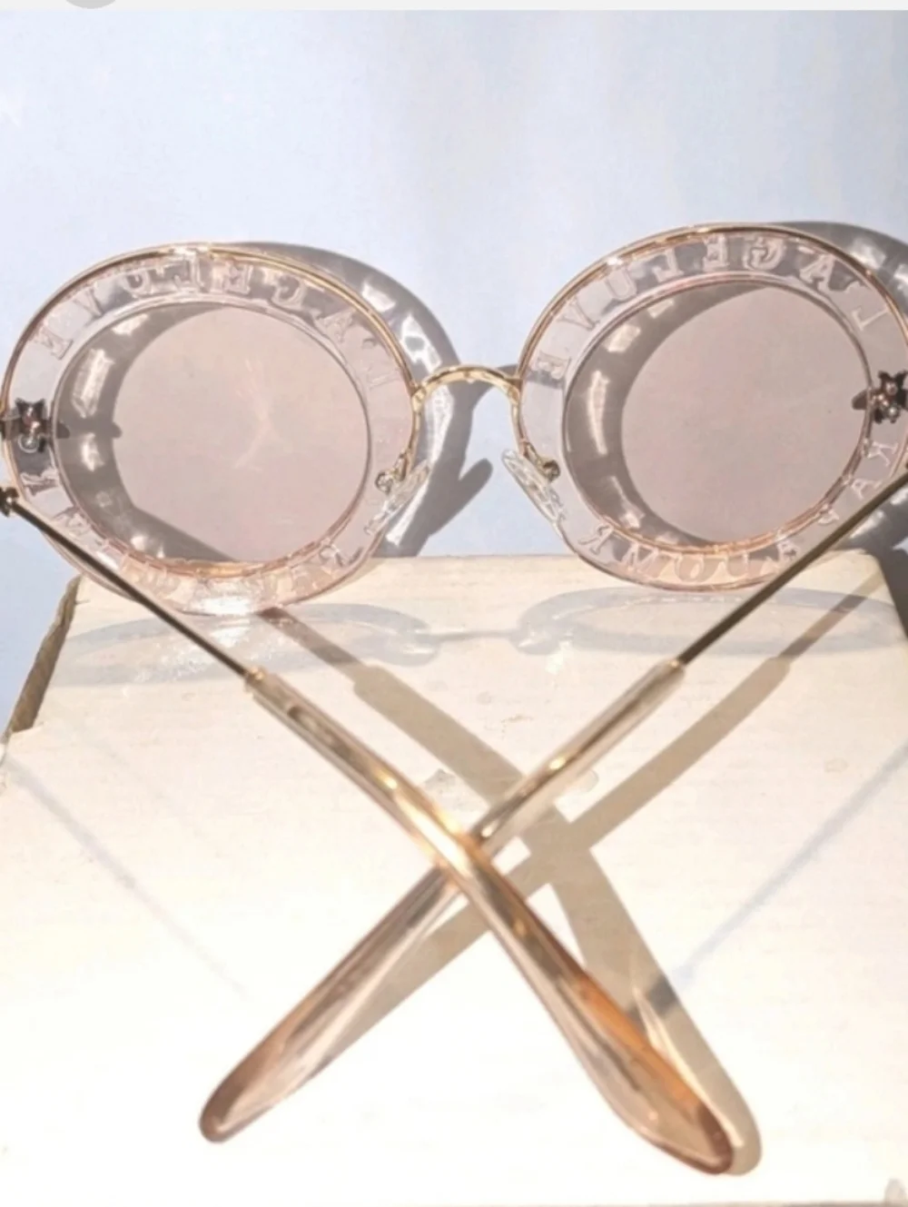 Round Luxury Tea Tint Bold Statement Print Sunglasses